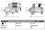 Denso 24V 4.5kW starter motor for Case IH 521D and New Holland W110 machines.