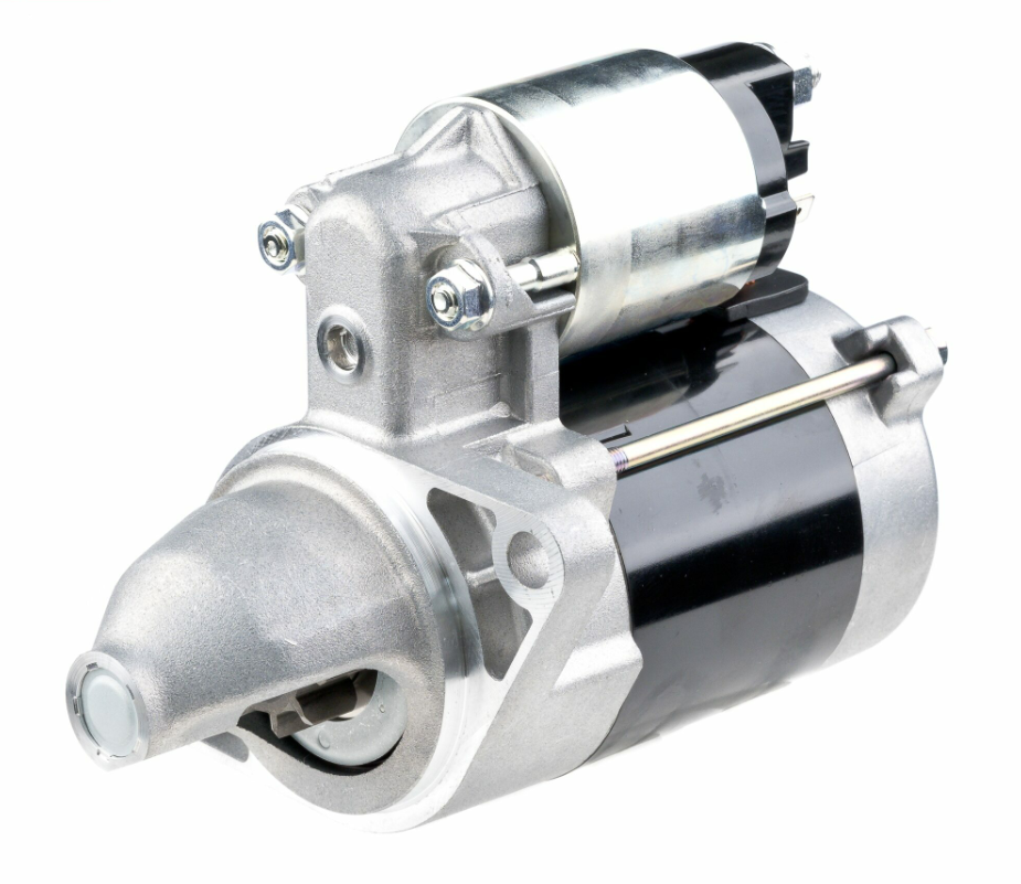 Denso starter motor, 12V 0.6kW for John Deere Gator 425/445, silver and black housing