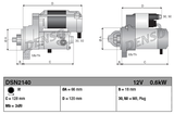 Denso starter motor, 12V 0.6kW for John Deere Gator 425/445