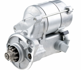 Starter motor by Denso, 12V 1.2kW for Kubota L Series, metallic silver finish.