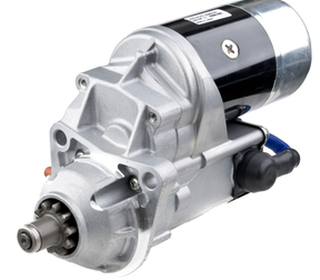 Denso starter motor for forklifts, 12V 2.7kW, Hyster H Series; silver housing with black motor body