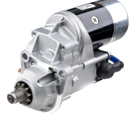 Denso starter motor for forklifts, 12V 2.7kW, Hyster H Series; silver housing with black motor body