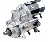 Denso 12V starter motor for Cummins ISB engine, 2.7kW; silver/black metal housing, gear drive