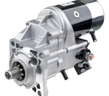 Denso starter motor with silver housing and black body