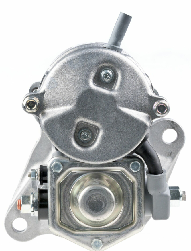 Denso starter motor for Case IH 1835C, metallic housing with mounting flange and electrical connector
