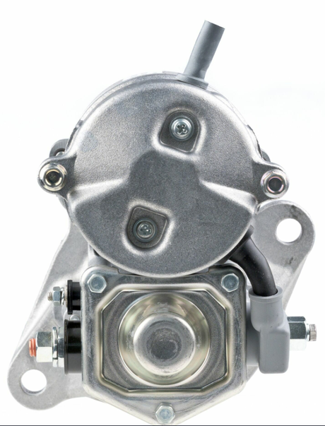 Denso starter motor for Case IH 1835C, metallic housing with mounting flange and electrical connector