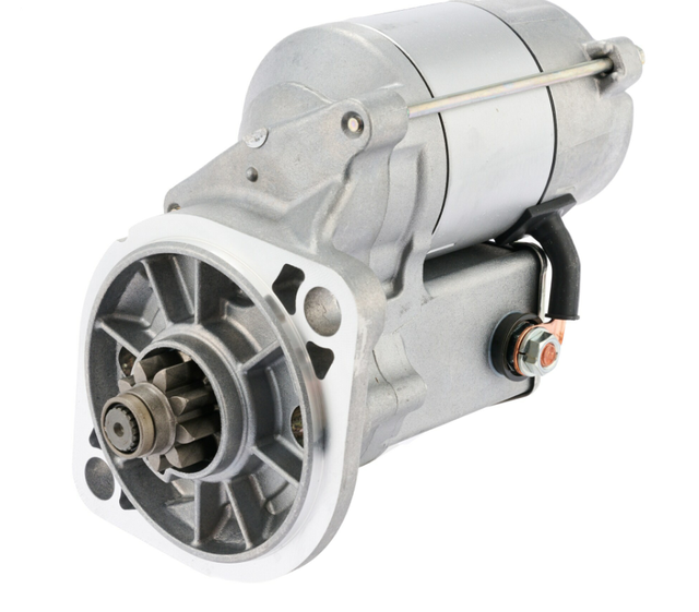 Denso starter motor, metallic gray, 12V 1.4kW for Isuzu-powered equipment