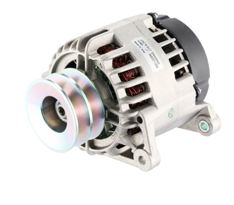 Denso alternator, silver aluminum body with visible pulley