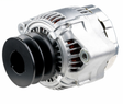 Denso Komatsu 14V 120A alternator with black pulley and silver housing
