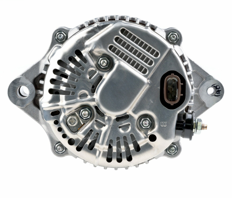 Denso alternator 14V 110A for Caterpillar machinery, silver metal housing