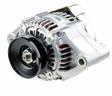 Denso alternator for Caterpillar machinery, 14V 55A, metal housing with black pulley