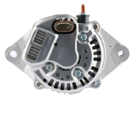 Denso 14V 55A alternator for John Deere 1026R/2026R, metallic silver machinery component
