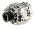 Denso 14V 90A alternator for New Holland B90/LB90/LB95; silver housing with black pulley.