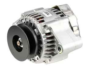 Denso alternator for Toyota, 14V 60A with black pulley and aluminum body.