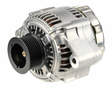 Denso alternator for John Deere machinery, 28V 60A, silver aluminum housing with black pulley