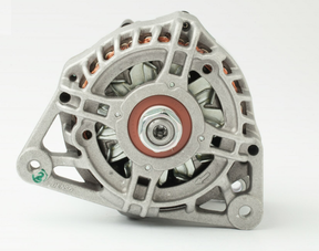 Denso alternator, 14V 120A, silver aluminum housing with copper windings, Perkins.