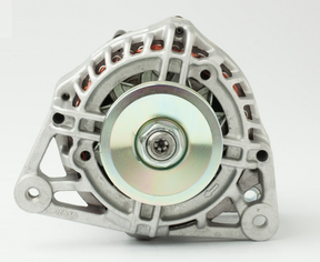 Denso machinery alternator, 14V 65A, silver aluminum housing with front pulley