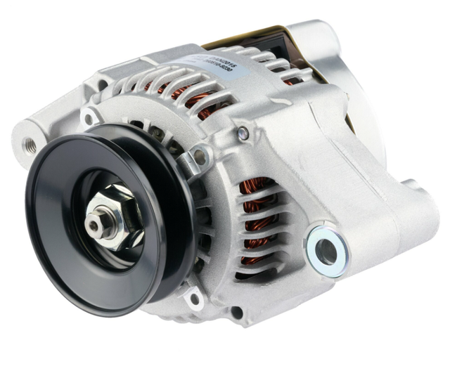 Denso alternator 14V 40A for Kubota KX/BX/F/U Series, silver housing with black pulley