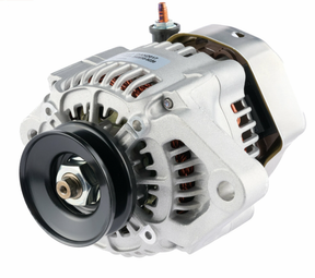 Denso alternator, 14V 60A, for Hitachi ZX, Komatsu PC, Kubota RT; aluminum body, black pulley