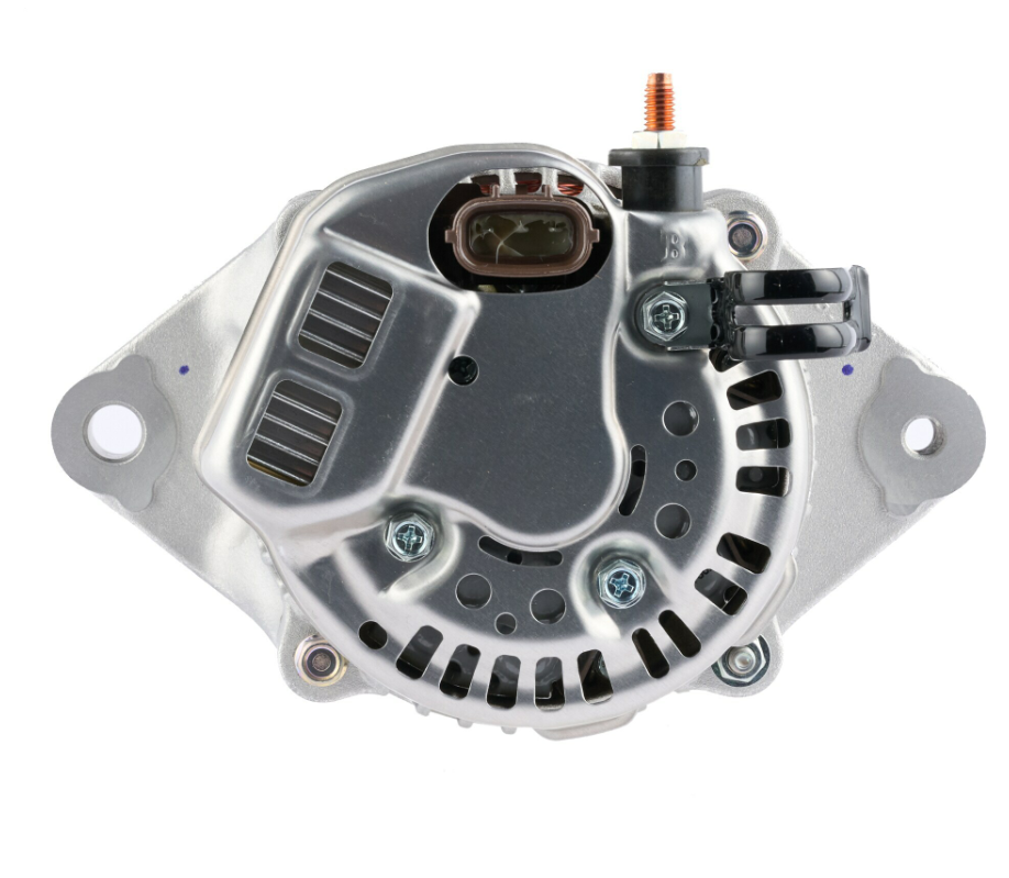 Denso alternator 14V 60A for Hitachi ZX, Komatsu PC, Kubota RT; silver metal housing