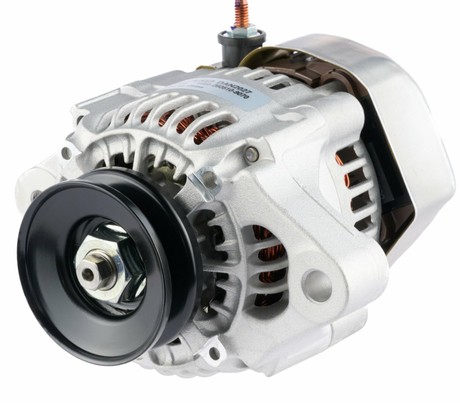 Denso alternator, 14V 40A, silver housing with black pulley for Giant, Kubota, Schäffer machines