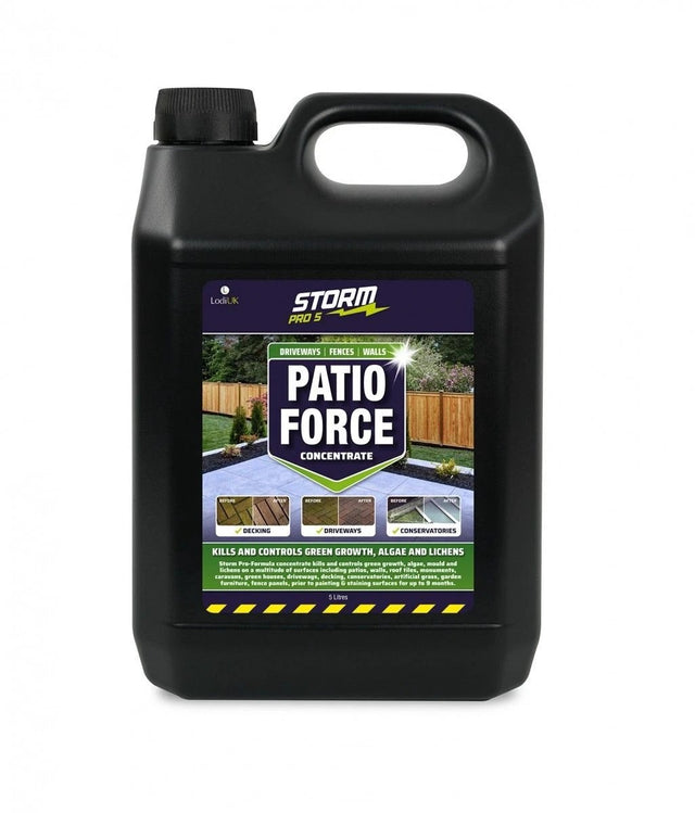Patio Force Concentrate 5L algae remover container Storm brand for driveways and paths