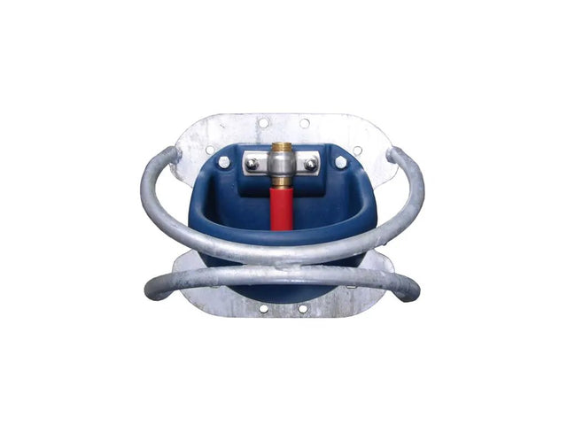 JFC Agri mounting bracket for DBL5/DBL7 drink bowls, galvanised steel with blue plastic bowl insert
