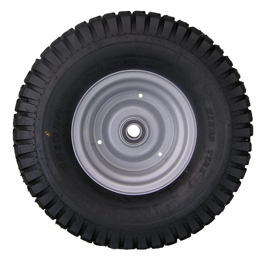 JFC Agri wheel and tire with bearing and inner tube, 18/9.5-8 for ATV400/Milk Kart, black tread on silver steel rim