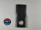 Kuhn mower blade K6801410, black metal agricultural accessory with central round hole, DGT Agri branding.