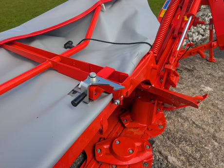 KUHN GMD 240-FF 2.4m disc mower with red frame and hydraulic suspension