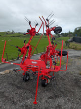 KUHN GF582 6-rotor red tedder for straw, hay and silage