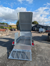 DGT Agri M-Tec quad master trailer with flip-top lid; aluminum utility trailer with diamond-plate ramp