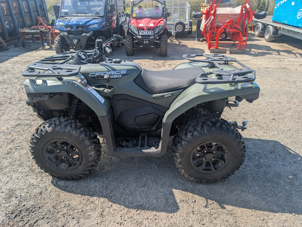 Used CFMOTO CFORCE 450 ATV with front and rear racks in green.