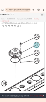 Kuhn mower disc housing complete, schematic diagram showing parts 20 to 23 for lawn mower accessories by DGT Agri