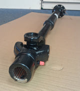 DGT Agri shaft for AGCO Landini/McCormick 6514726M92; black metal drive shaft with flange, U-joint and red plug.