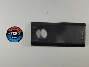 Kuhn mower blade K6801410, black metal with central mounting hole; DGT Agri logo sticker beside.