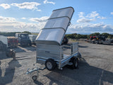 M-Tec quad master trailer with flip-top lid, silver metal body