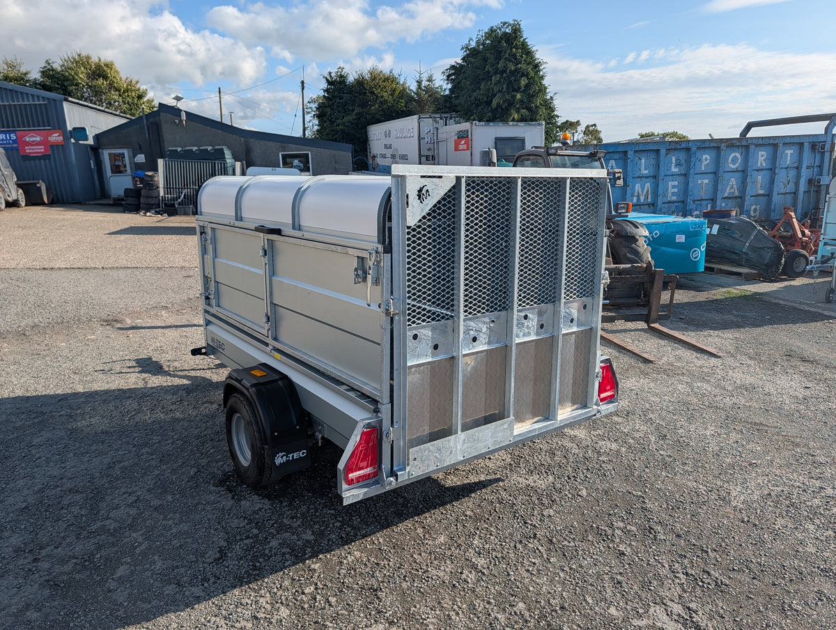M-Tec quad master trailer with flip-top lid, galvanised steel finish
