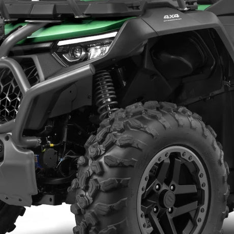 CFMOTO CForce 1000 Touring Premium Overland ATV, forest green, rugged front tire, bold headlight, 4x4 badge.