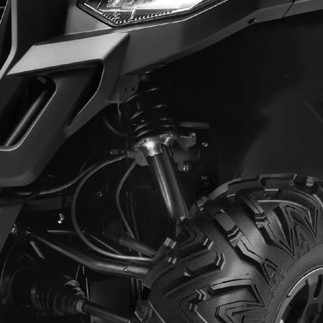 CFMOTO UFORCE 600 Agri Kanati Camo UTV front suspension with rugged off-road tire