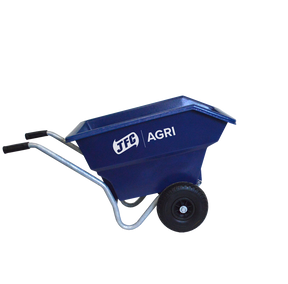 Junior 125L tipping wheelbarrow in blue by JFC Agri with puncture-proof wheels