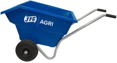 JFC Agri Mini Tipping Wheelbarrow, blue compact farm wheelbarrow with puncture-proof wheels