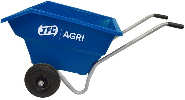 JFC Agri Mini Tipping Wheelbarrow, blue compact farm wheelbarrow with puncture-proof wheels