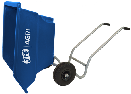 JFC Agri Mini Tipping Wheelbarrow, blue compact wheelbarrow with puncture-proof wheels