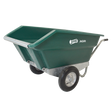 JFC Agri 400L tipping wheelbarrow in green with pneumatic wheels, large capacity.