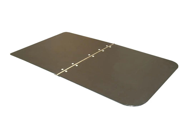 JFC Agri hinged lid for Slimline Feed Barrow (TWB7); brown UV-resistant polyethylene, two-panel with central hinge.