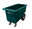 JFC Agri Slimline 250L Feed Barrow, green, 4-wheel narrow design with swivel castors.