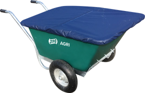JFC Agri twin wheelbarrow cover in blue with elasticated edges, fits TWBG