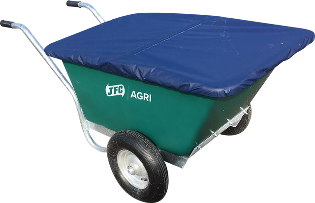 JFC Agri twin wheelbarrow cover in blue with elasticated edges, fits TWBG