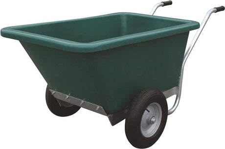 JFC Agri twin-wheeled green wheelbarrow with pneumatic wheels and 250L capacity
